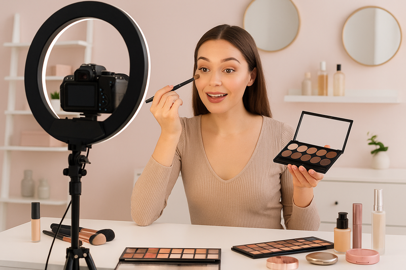 the influencer is a woman and she is a makeup influencer